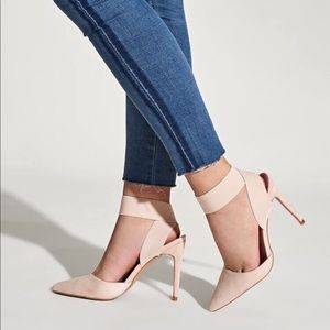 NUDE CROSS BACK POINT TOE HEELS